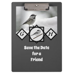 Adorable Mountain Chickadee Monogram Photo Clipboard