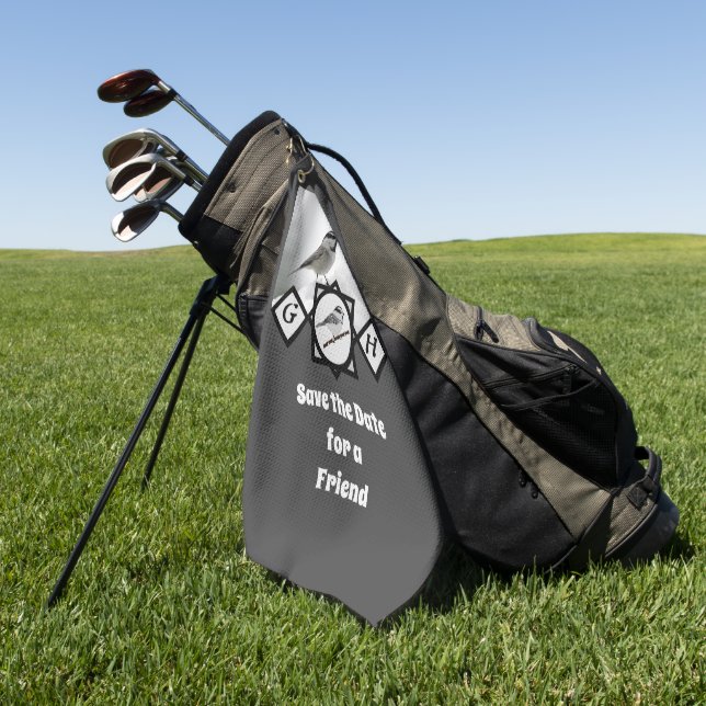 Adorable Mountain Chickadee Monogram Photo Golf Towel (Green)