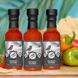 Adorable Mountain Chickadee Monogram Photo Hot Sauces