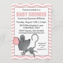 Adorable Mouse Baby Shower Pink Invitation