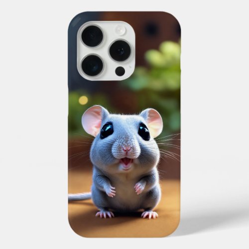 Adorable Mouse Design iPhone 15 Pro Case