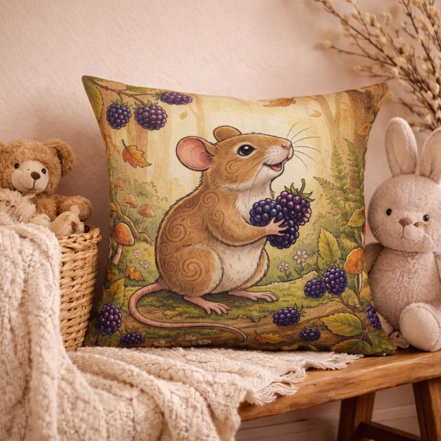 Adorable Mouse Forest Animals  Throw Pillow (Creator Uploaded)