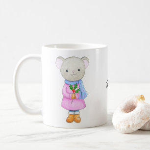 Adorable Mouse Girl in Winter Clothing Christmas Coffee Mug