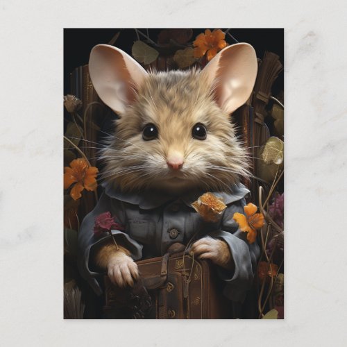 Adorable Mouse in Human Clothes Postcard