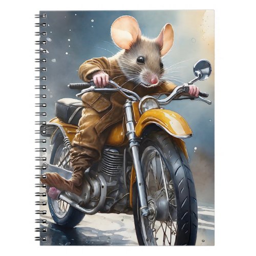 Adorable Mouse Riding a Motorcycle  Notebook