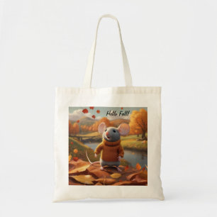 Adorable Mouse Welcoming Autumn Tote Bag