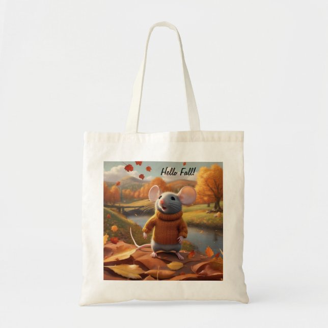 Adorable Mouse Welcoming Autumn Tote  Bag (Front)