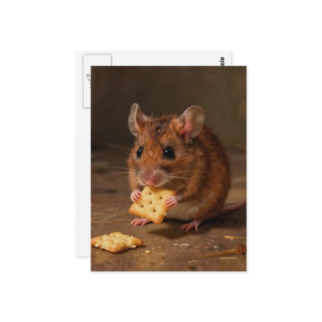 Adorable Mouse With a Cracker Postcard (Front/Back In Situ)