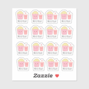 Adorable Movie Night  Sticker