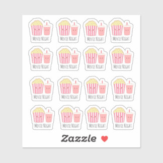 Adorable Movie Night Sticker