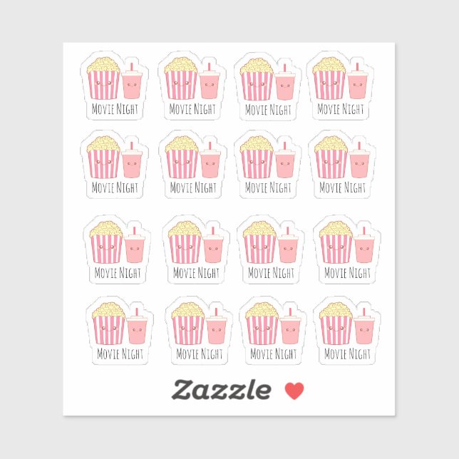 Adorable Movie Night  Sticker (Sheet)