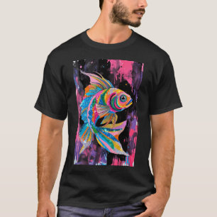 Adorable Multi Colored Kawaii Fish Cartoon Sticker T-Shirt