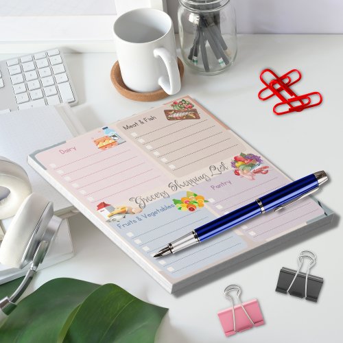Adorable Multicolored Grocery Shopping List Notepad