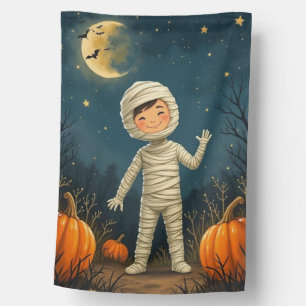 Adorable Mummy Trick or Treater House Flag
