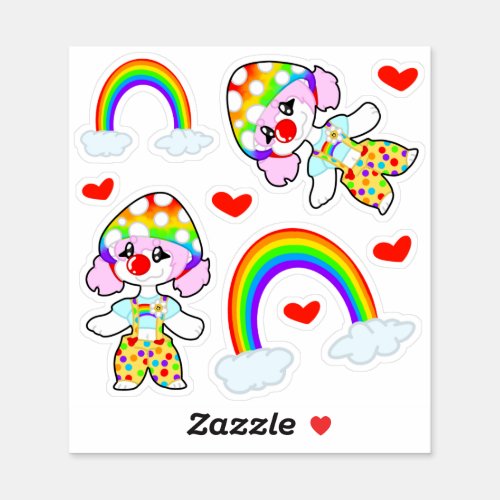 Adorable Mushroom Girl and Rainbow Sticker