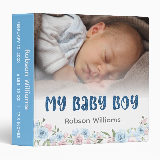 Adorable “My Baby Boy” Keepsake Photo Album 3 Ring Binder (Front/Spine)