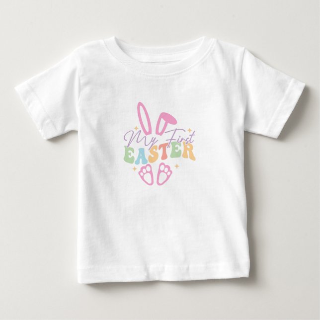 Adorable My First Easter Baby Pastel Bunny Baby T-Shirt (Front)