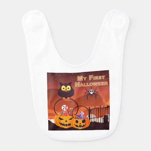 Adorable "My First Halloween" Baby Bib (Front)