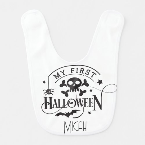 Adorable My First Halloween  Monogram Name Baby Bib