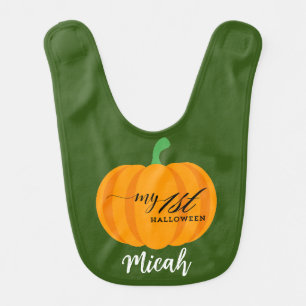 Adorable "My First Halloween" Monogram Name Baby Bib