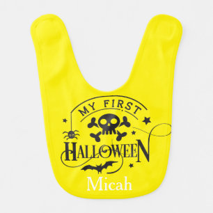Adorable "My First Halloween" Monogram Name Baby Bib