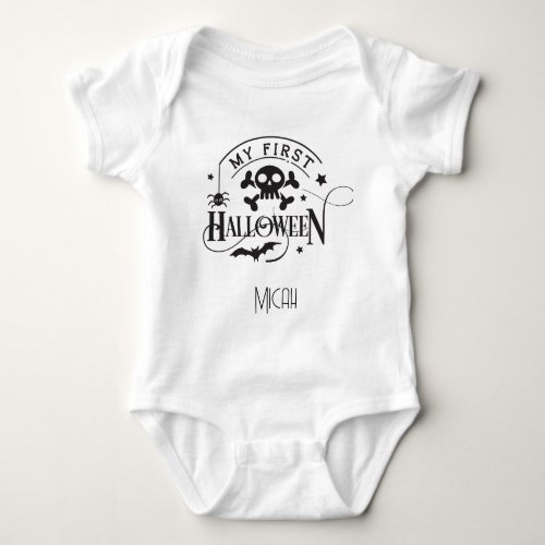 Adorable My First Halloween  Monogram Name Baby Bodysuit