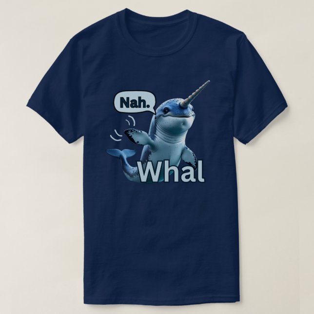 Adorable Narwhal Saying No T-Shirt (Design Front)