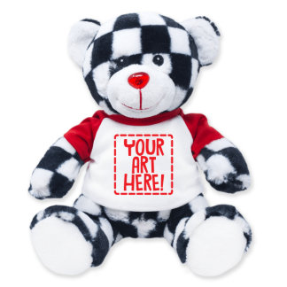 Adorable Nascar Checkered 9" Stuffed Teddy Bear