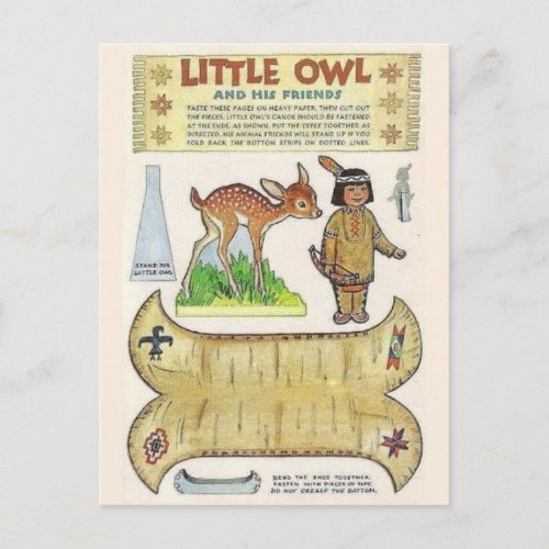 Adorable Native American Indian Art Replica  Postcard