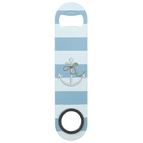 Adorable Nautical Anchor on Light Blue  Stripes Bar Key