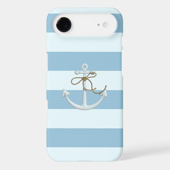 Adorable Nautical Anchor on Light Blue  Stripes Case-Mate iPhone Case (Back)