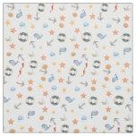 Adorable nautical pattern coral cute white blue fabric