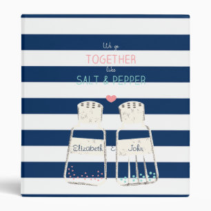 Adorable Navy Blue Striped,Salt & Pepper 3 Ring Binder