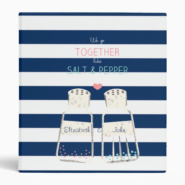 Adorable Navy Blue Striped,Salt & Pepper 3 Ring Binder (Front)