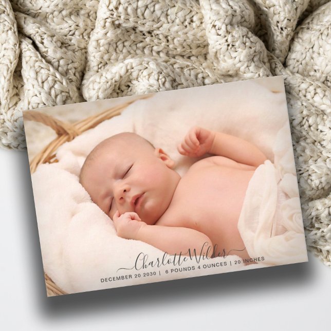 Adorable New Baby Photo Birth Flat  Announcement (Creator Uploaded)