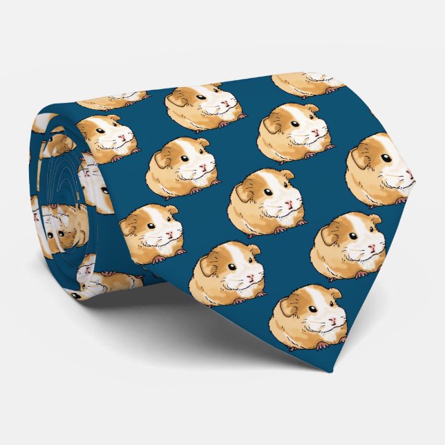 adorable new guinea pig pattern neck tie (Rolled)