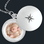 Adorable Newborn Baby Custom Photo Locket Necklace<br><div class="desc">Adorable newborn baby photo locket with chain.  Add any babies name,  date,  and photo for a special gift or occasion. Visit my shop for the entire jewelry and necklace design collection.</div>