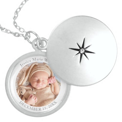 Adorable Newborn Baby Custom Photo Locket Necklace