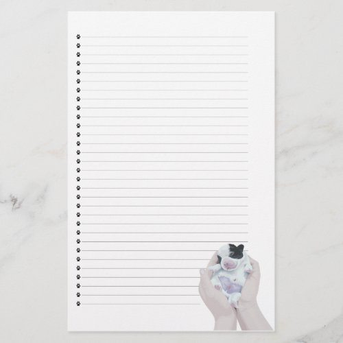 Adorable Newborn Puppy Dog Lined Stationery