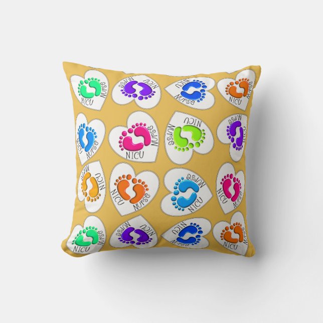 Adorable NICU Nurse Pillow Yellow Green (Front)