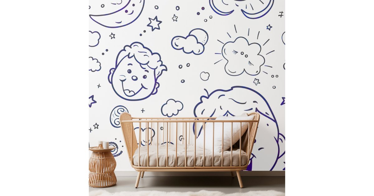 Adorable Nursery Kids Pattern Coloring Page Wallpaper | Zazzle