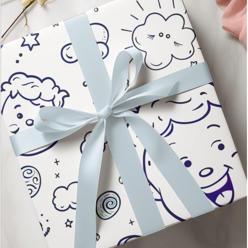 Adorable Nursery Kids Pattern Coloring Page Wrapping Paper