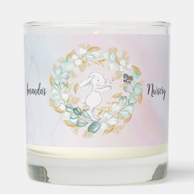 Adorable Nursery Scented Candle Bunny w Butterfly (Front)