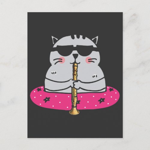 Adorable Oboe Player Cat Oboist Musical Instrument Postcard