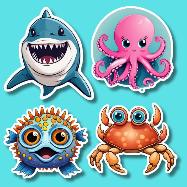 Adorable Ocean Life Set Waterproof  Sticker (Creator Uploaded)