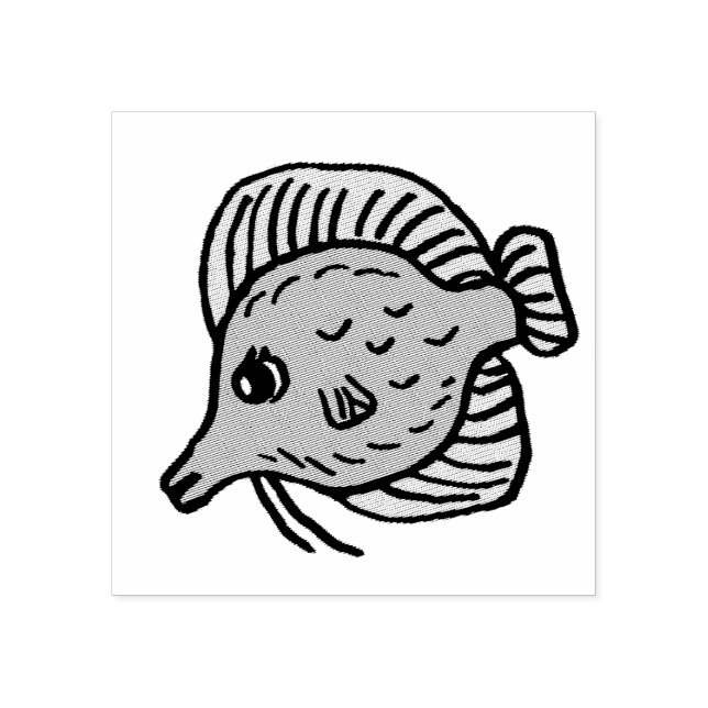 Adorable Ocean Tropical Fish Rubber Stamp (Imprint)
