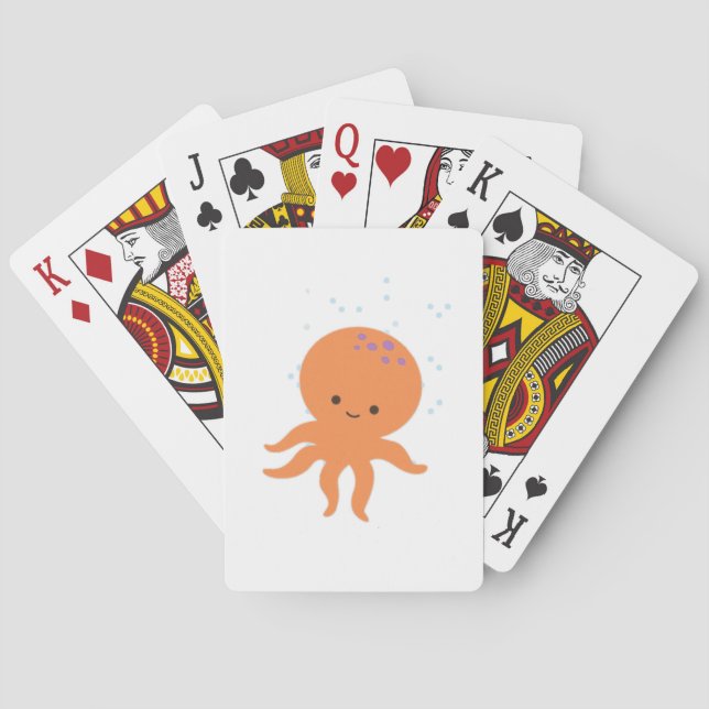 Adorable Octopus Cartoon Poker Cards (Back)