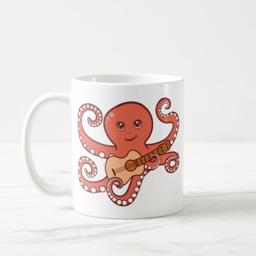  Adorable Octopus Playing Acoustic Guitar Cartoon Coffee Mug