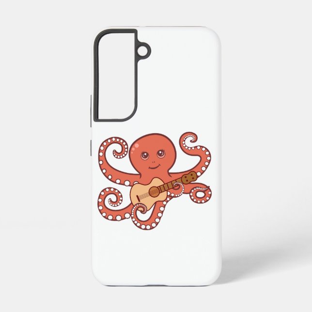 Adorable Octopus Playing Acoustic Guitar Cartoon Samsung Galaxy Case (Back)