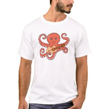 Adorable Octopus Playing Acoustic Guitar Cartoon